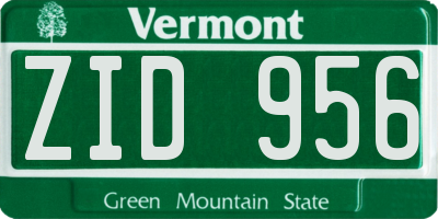 VT license plate ZID956
