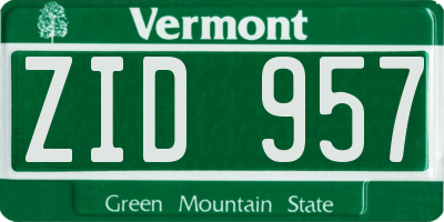 VT license plate ZID957