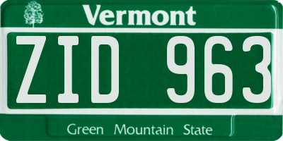 VT license plate ZID963