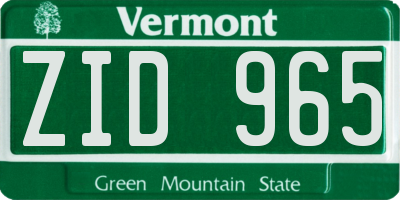 VT license plate ZID965