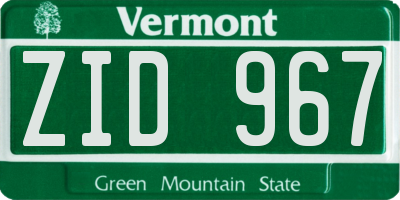 VT license plate ZID967