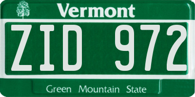 VT license plate ZID972