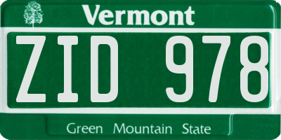 VT license plate ZID978