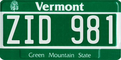 VT license plate ZID981