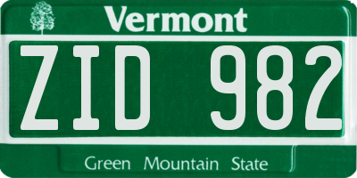 VT license plate ZID982