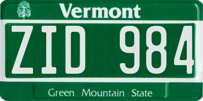 VT license plate ZID984