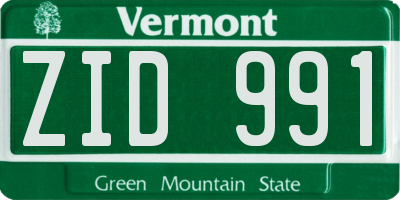 VT license plate ZID991
