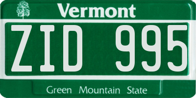 VT license plate ZID995