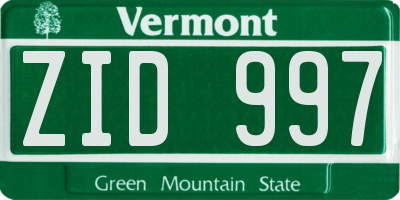 VT license plate ZID997