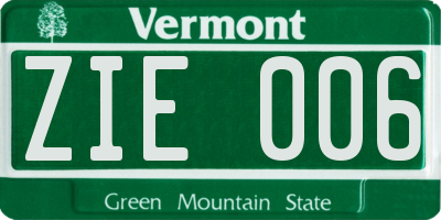 VT license plate ZIE006