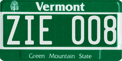 VT license plate ZIE008