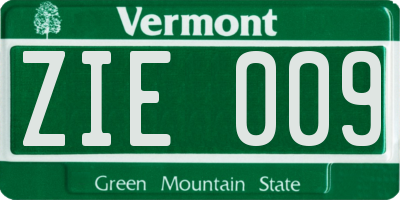 VT license plate ZIE009