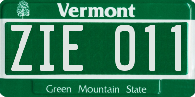 VT license plate ZIE011