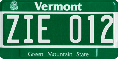 VT license plate ZIE012