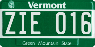 VT license plate ZIE016