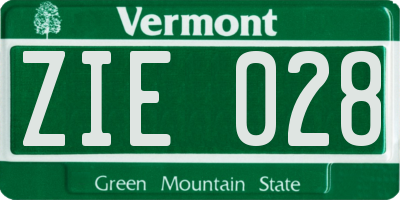 VT license plate ZIE028