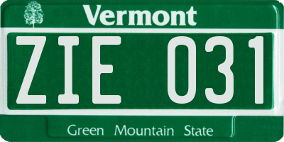 VT license plate ZIE031