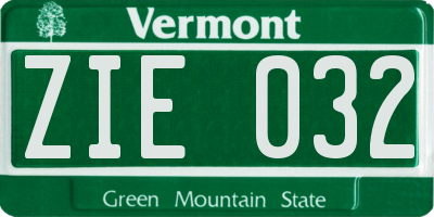 VT license plate ZIE032
