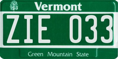 VT license plate ZIE033