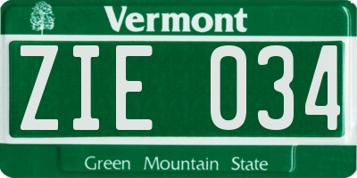 VT license plate ZIE034