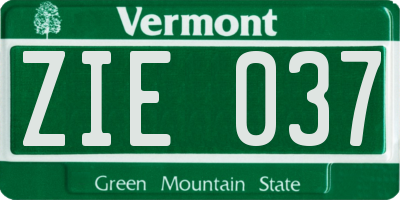 VT license plate ZIE037