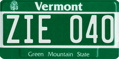 VT license plate ZIE040