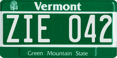 VT license plate ZIE042