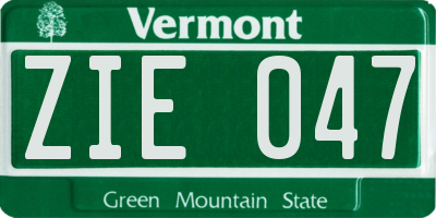 VT license plate ZIE047