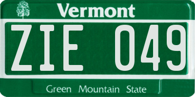 VT license plate ZIE049