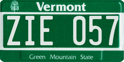 VT license plate ZIE057