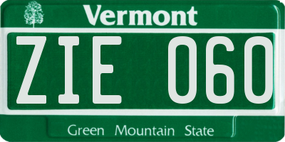 VT license plate ZIE060