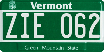 VT license plate ZIE062