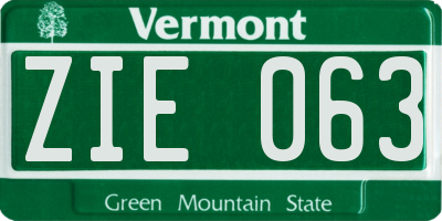 VT license plate ZIE063
