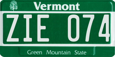 VT license plate ZIE074