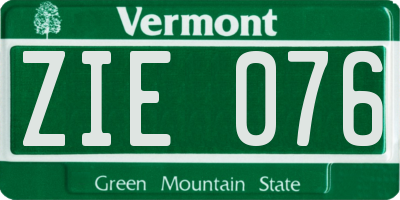 VT license plate ZIE076