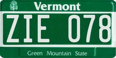 VT license plate ZIE078