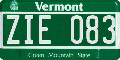 VT license plate ZIE083