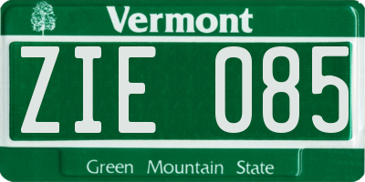 VT license plate ZIE085