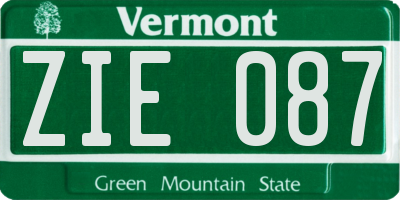 VT license plate ZIE087