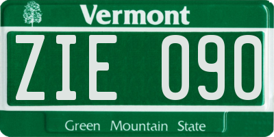 VT license plate ZIE090