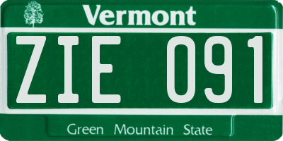 VT license plate ZIE091