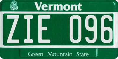 VT license plate ZIE096