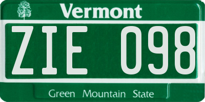 VT license plate ZIE098