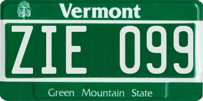 VT license plate ZIE099