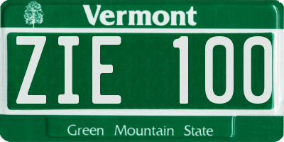 VT license plate ZIE100