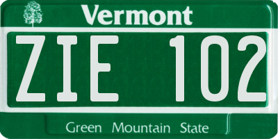 VT license plate ZIE102