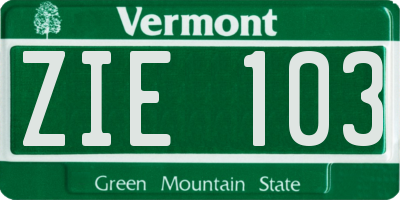 VT license plate ZIE103