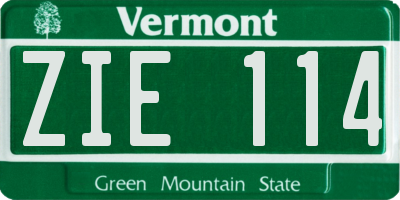 VT license plate ZIE114