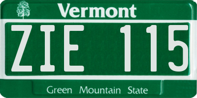 VT license plate ZIE115