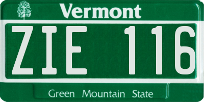VT license plate ZIE116